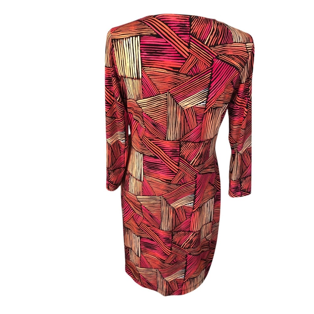 Calvin Klein Women's Fuschia VNeck Colorful Career Office Sheath Midi Dress 8 - Picture 4 of 11